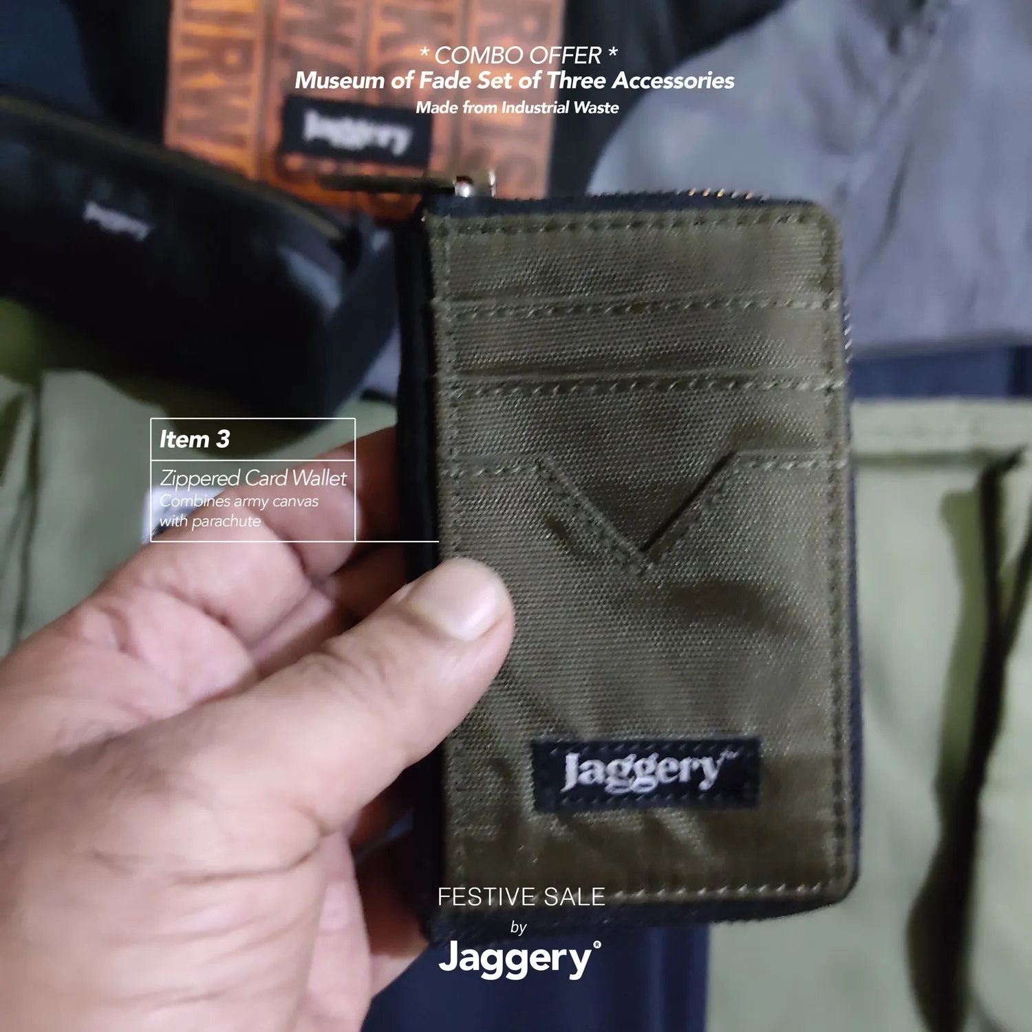 Combo Offer: Fanny Pack, Essentials Tube and Card Wallet in Cargo Belts, Car Seat Belts and Army Canvas