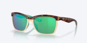 Costa Anaa Shiny Retro Tort Cream Mint Frame Sunglasses – Green Mirror 580P Lenses for Stylish Clarity and UV Protection