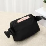 Cross Body Nylon Belt Bag - black