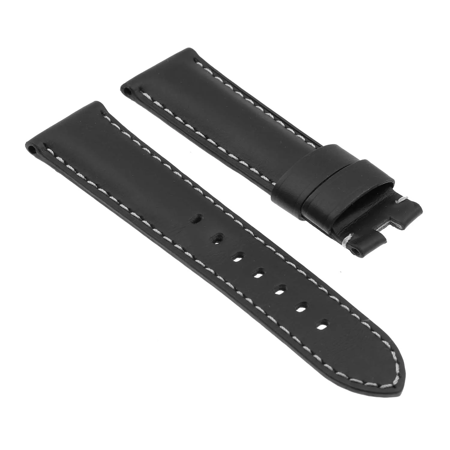 DASSARI Smooth Leather Strap for Deployant Clasp Black