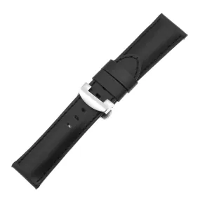 DASSARI Smooth Leather Strap for Deployant Clasp Black