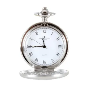 David Aster Silver Brushed Quartz Full Hunter Pocket Watch