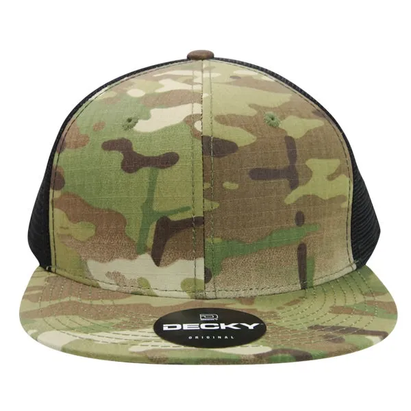 Decky 6307 - MultiCam High Crown Trucker Hat, Camo Flat Bill Trucker Cap - CASE Pricing