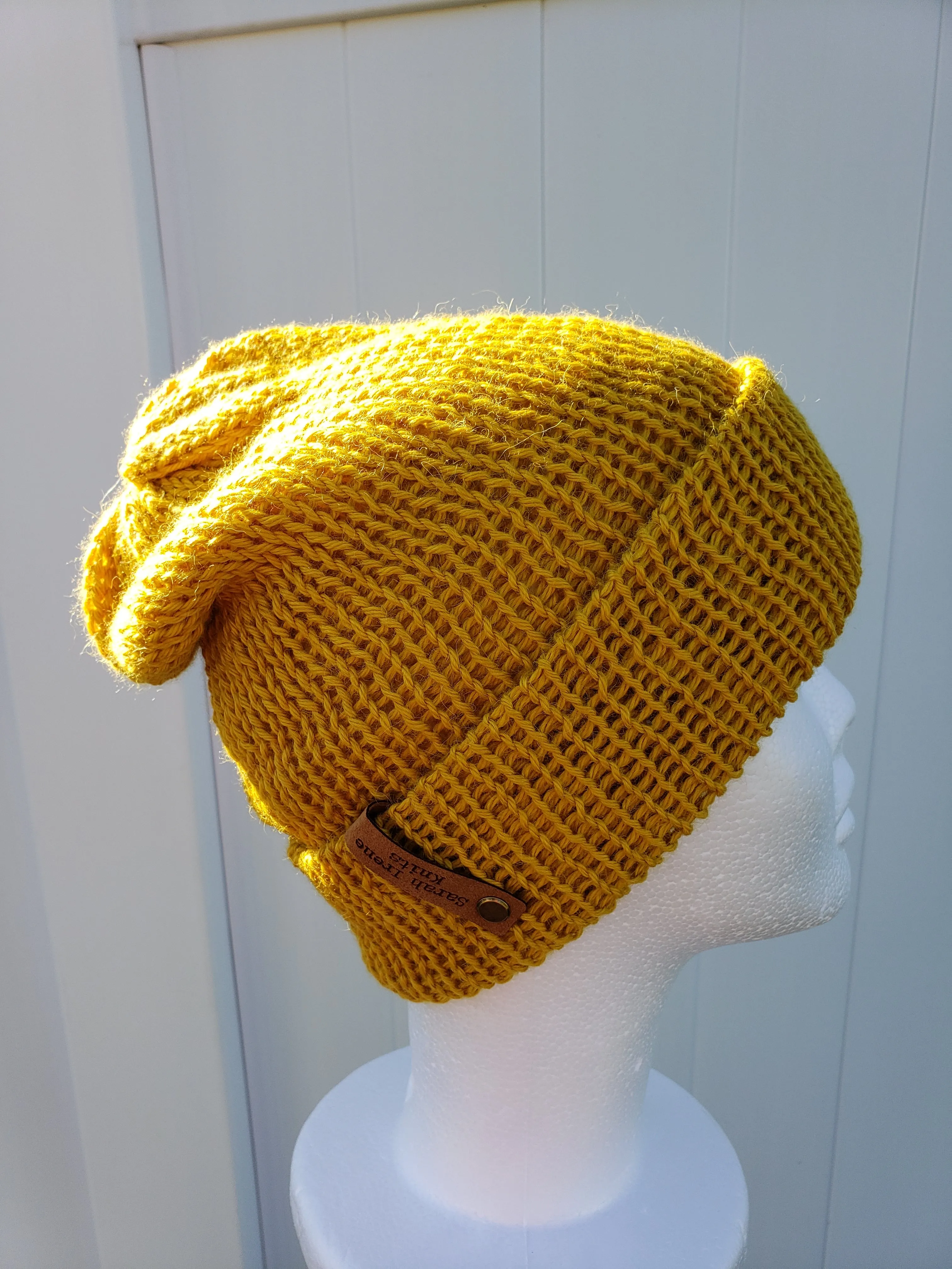 Double Brim Beanie - Alpaca - Mustard Yellow - Various Sizes