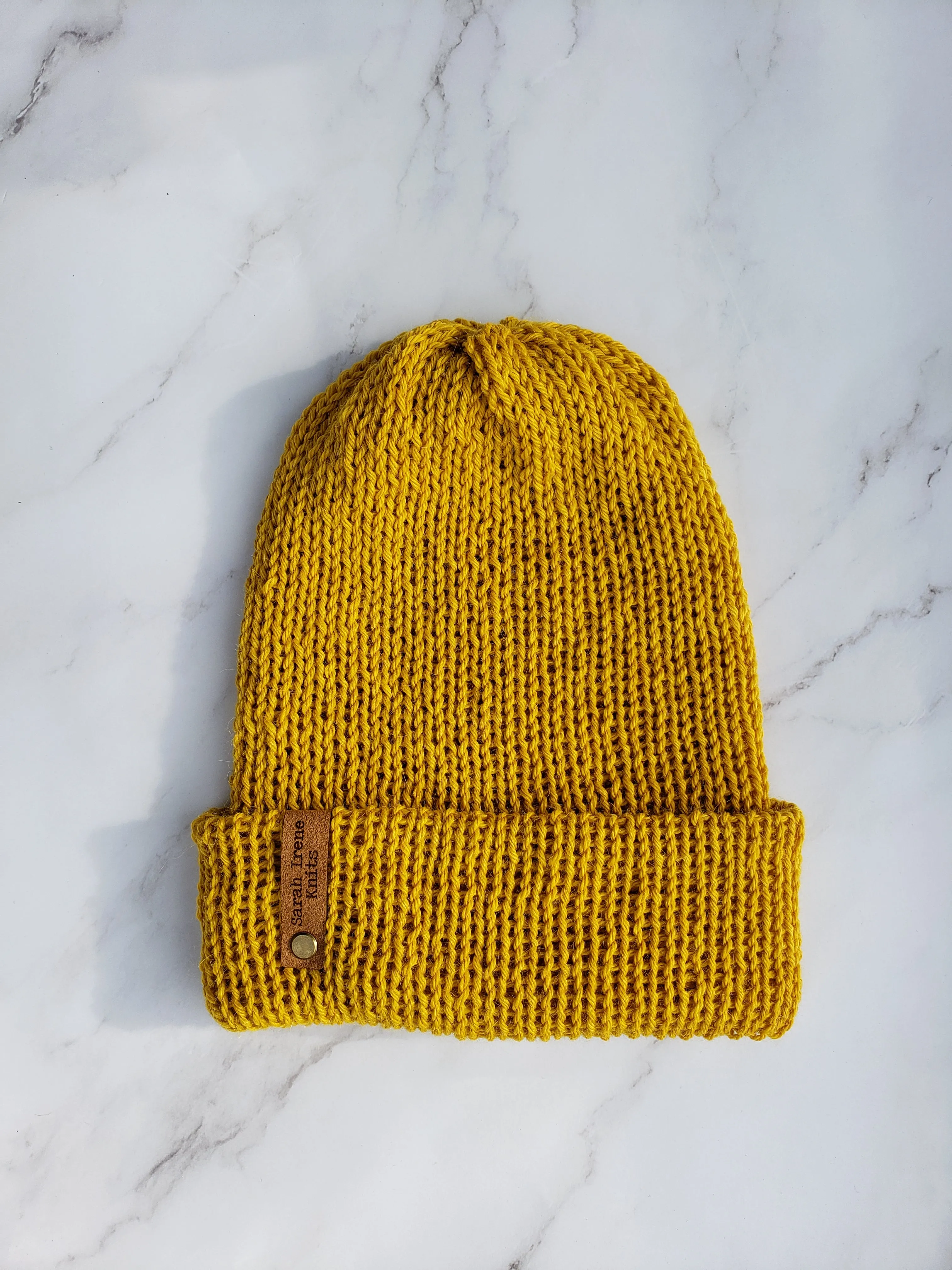 Double Brim Beanie - Alpaca - Mustard Yellow - Various Sizes