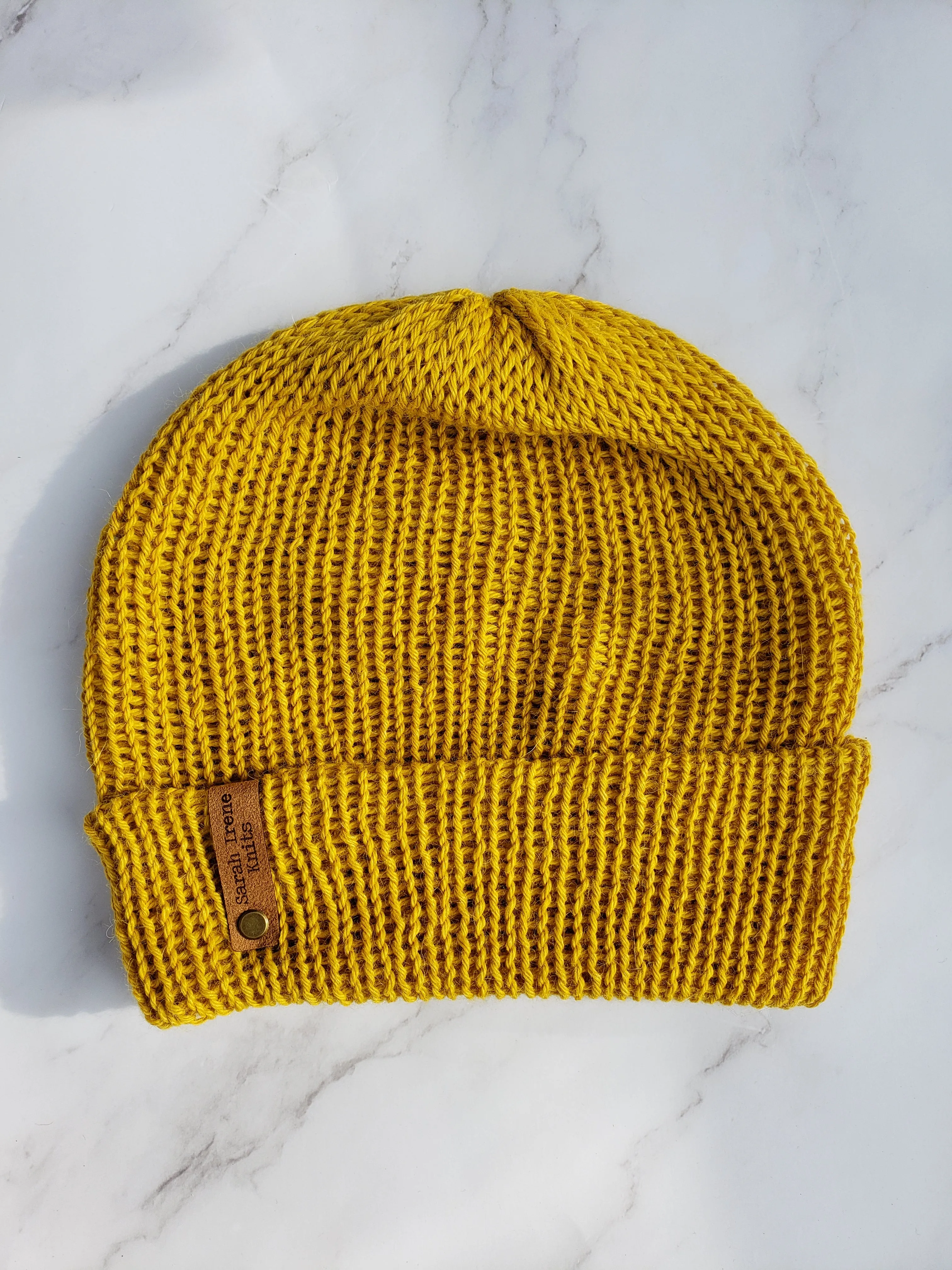 Double Brim Beanie - Alpaca - Mustard Yellow - Various Sizes