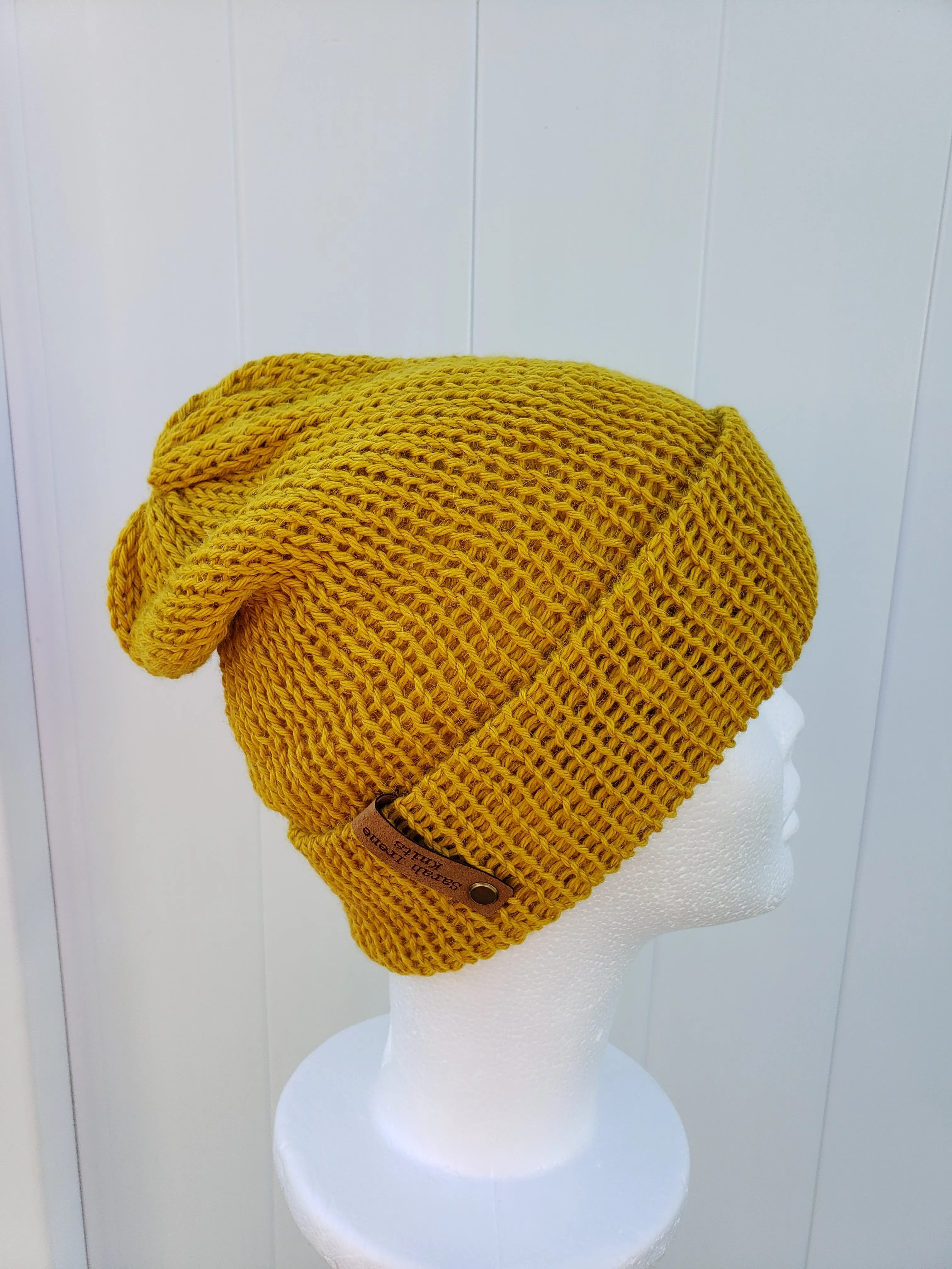 Double Brim Beanie - Alpaca - Mustard Yellow - Various Sizes