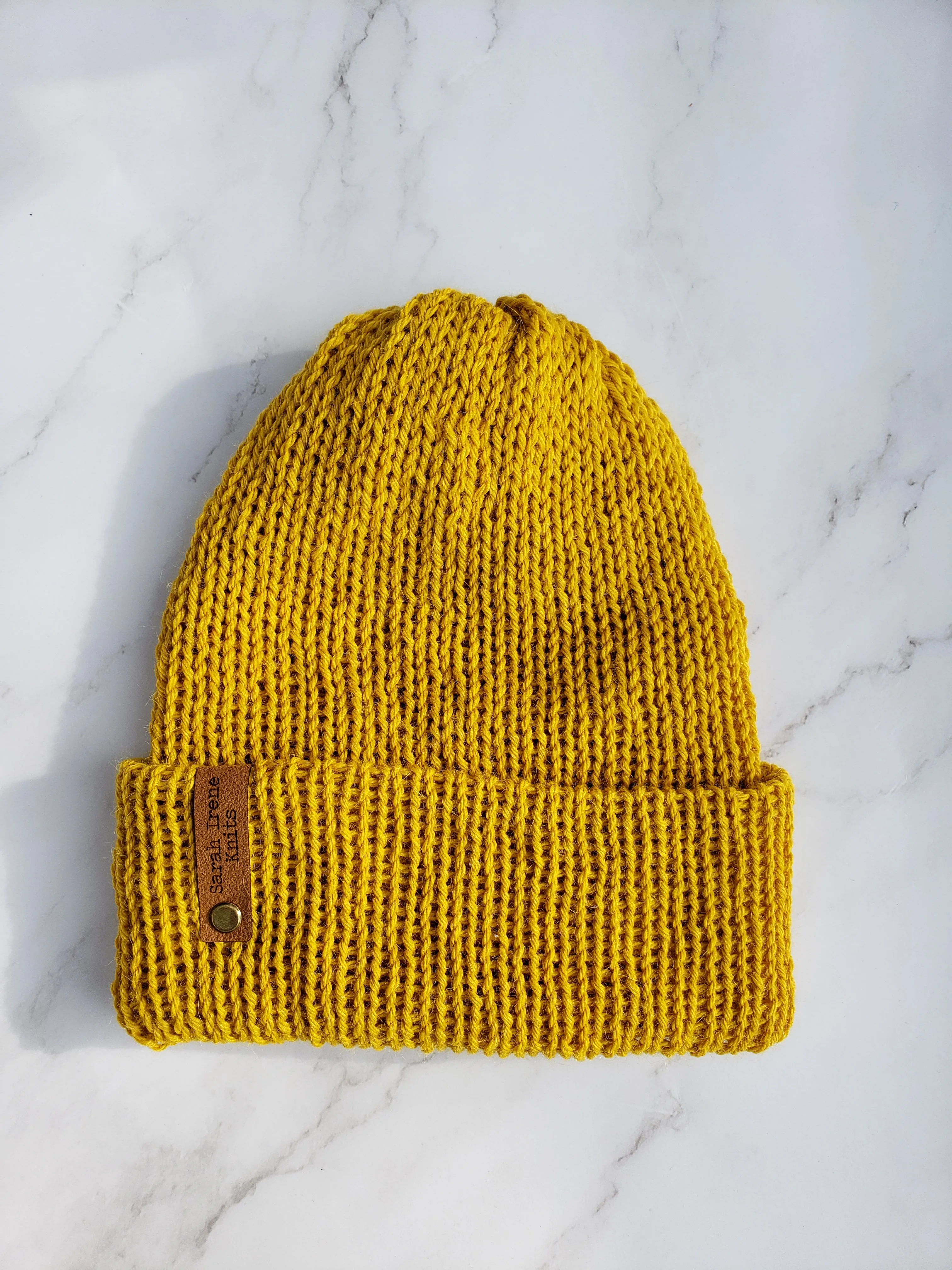 Double Brim Beanie - Alpaca - Mustard Yellow - Various Sizes