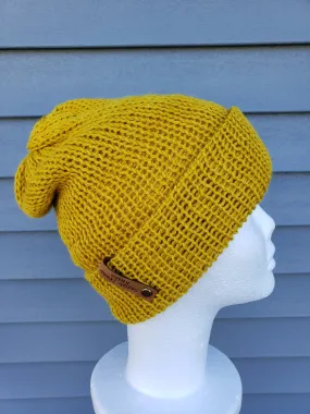 Double Brim Beanie - Alpaca - Mustard Yellow - Various Sizes