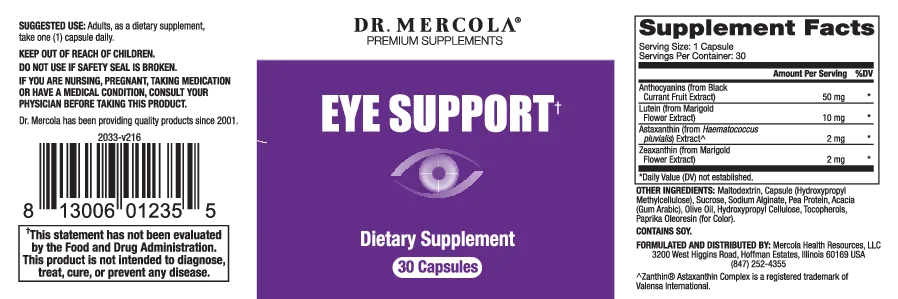 Dr. Mercola Eye Support 30 caps