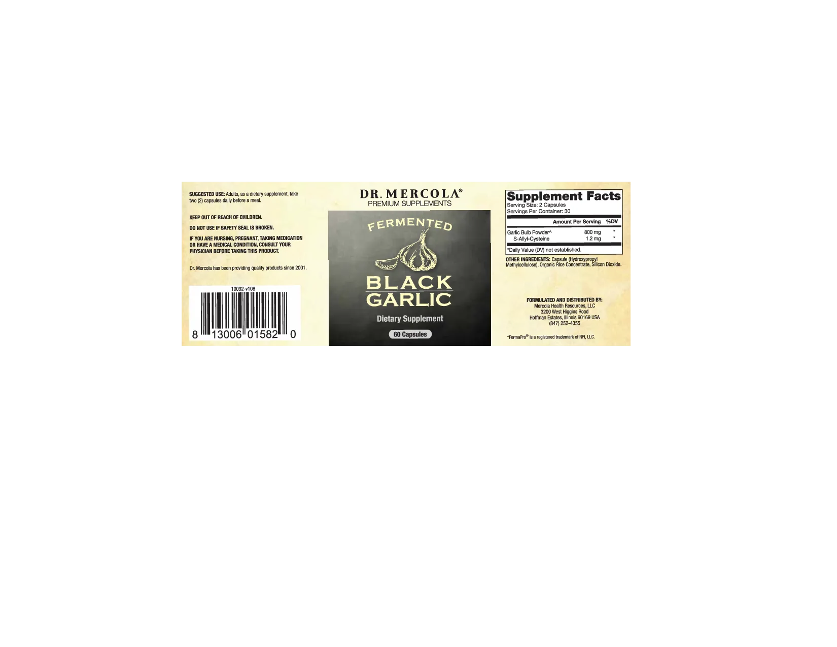 Dr. Mercola Fermented Black Garlic 60 caps