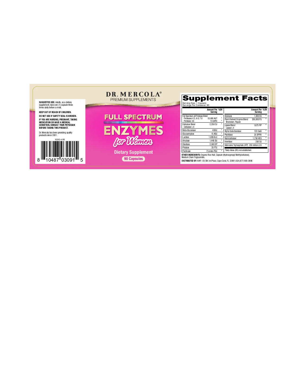 Dr. Mercola Full Spectrum Enzymes for Women 90 caps