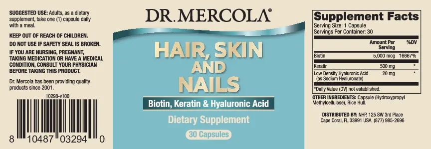 Dr. Mercola Hair, Skin and Nails 30 caps