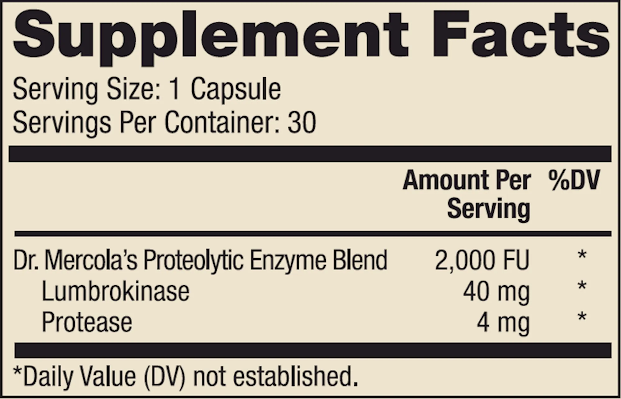 Dr. Mercola lumbrokinase enzymes 30 caps