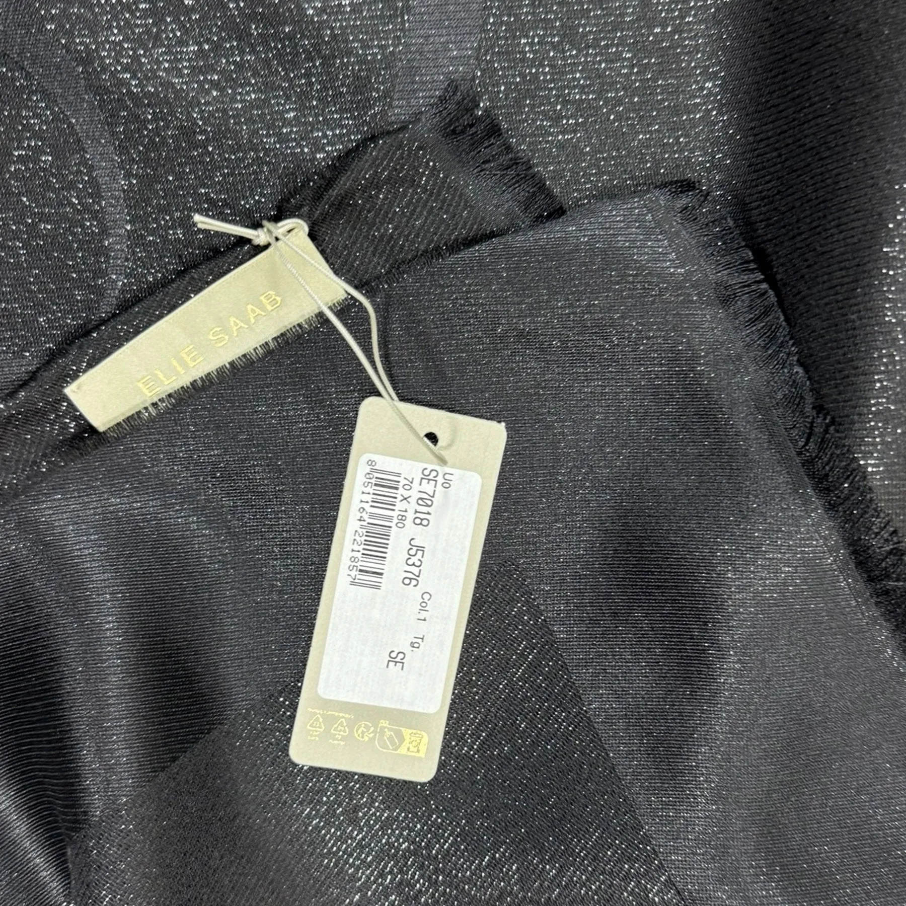 Elie Saab Scarf Black Glitter Silk Shawl