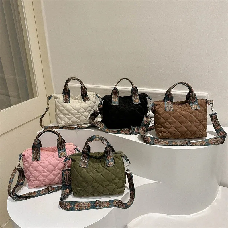 Fashion Nylon Women's Wide Strap Shoulder Saddle Purse Handbag Large Capacity Crossbody Tote Bag