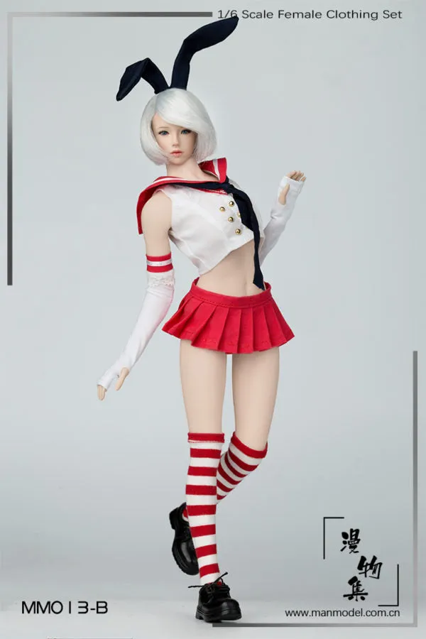 Female Sailor Rabbit - White Gloves w/Red & White Armbands
