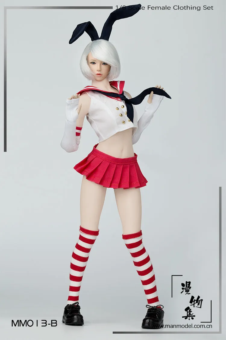Female Sailor Rabbit - White Gloves w/Red & White Armbands