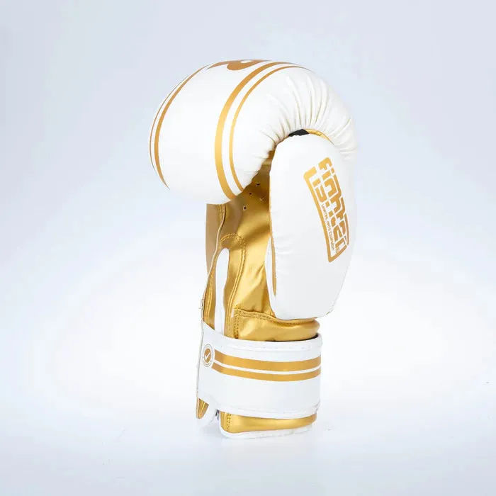 Fighter Boxing Gloves Basic Stripe - white/gold