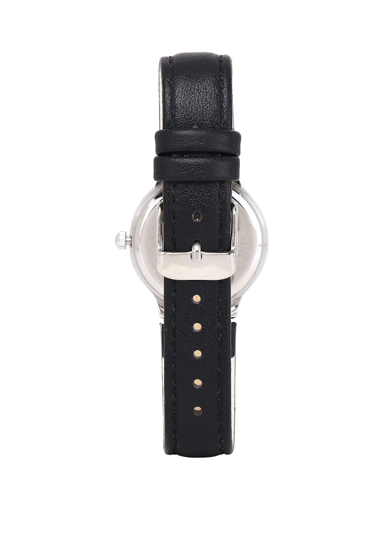 Freja Silver Leather Analog Watches (Black)