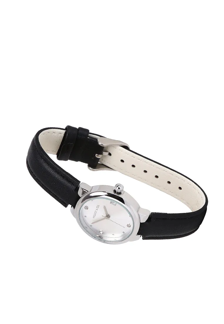 Freja Silver Leather Analog Watches (Black)