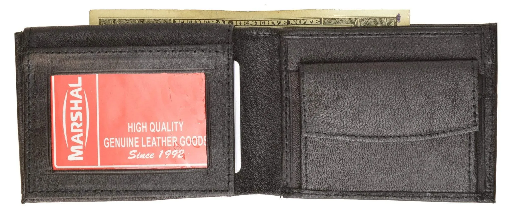 Genuine Leather Bifold Mens Wallet W/Flip-up I.D. Window 786