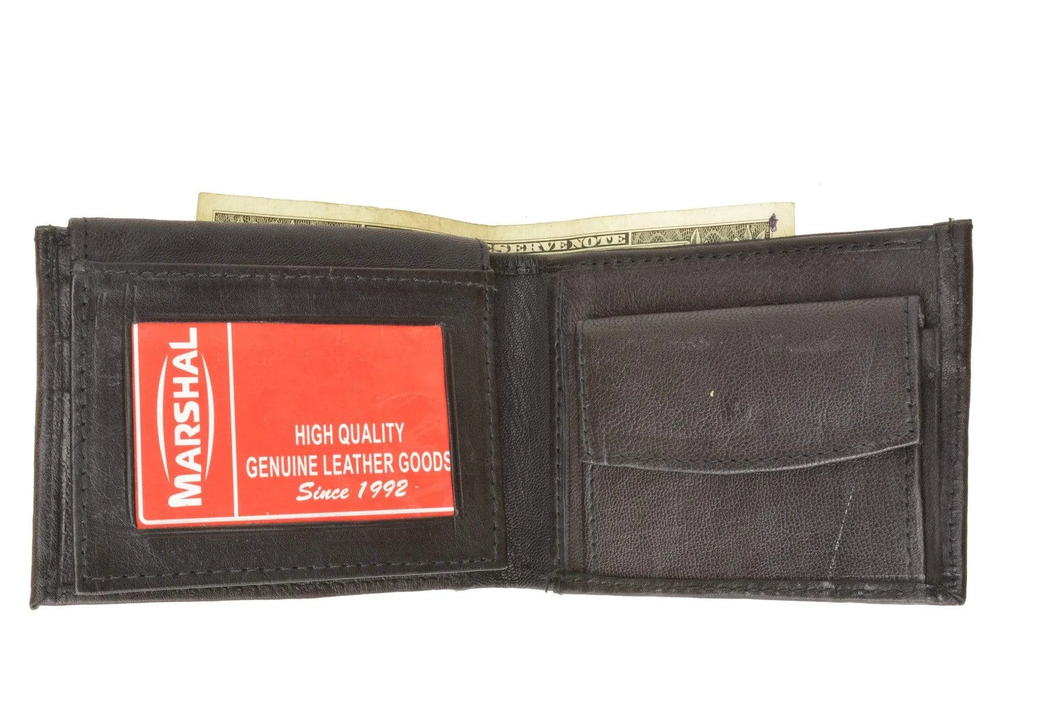 Genuine Leather Bifold Mens Wallet W/Flip-up I.D. Window 786