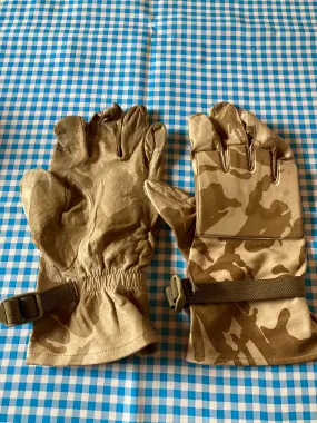 Gloves, British army surplus DESERT camo leather combat gloves (Used)