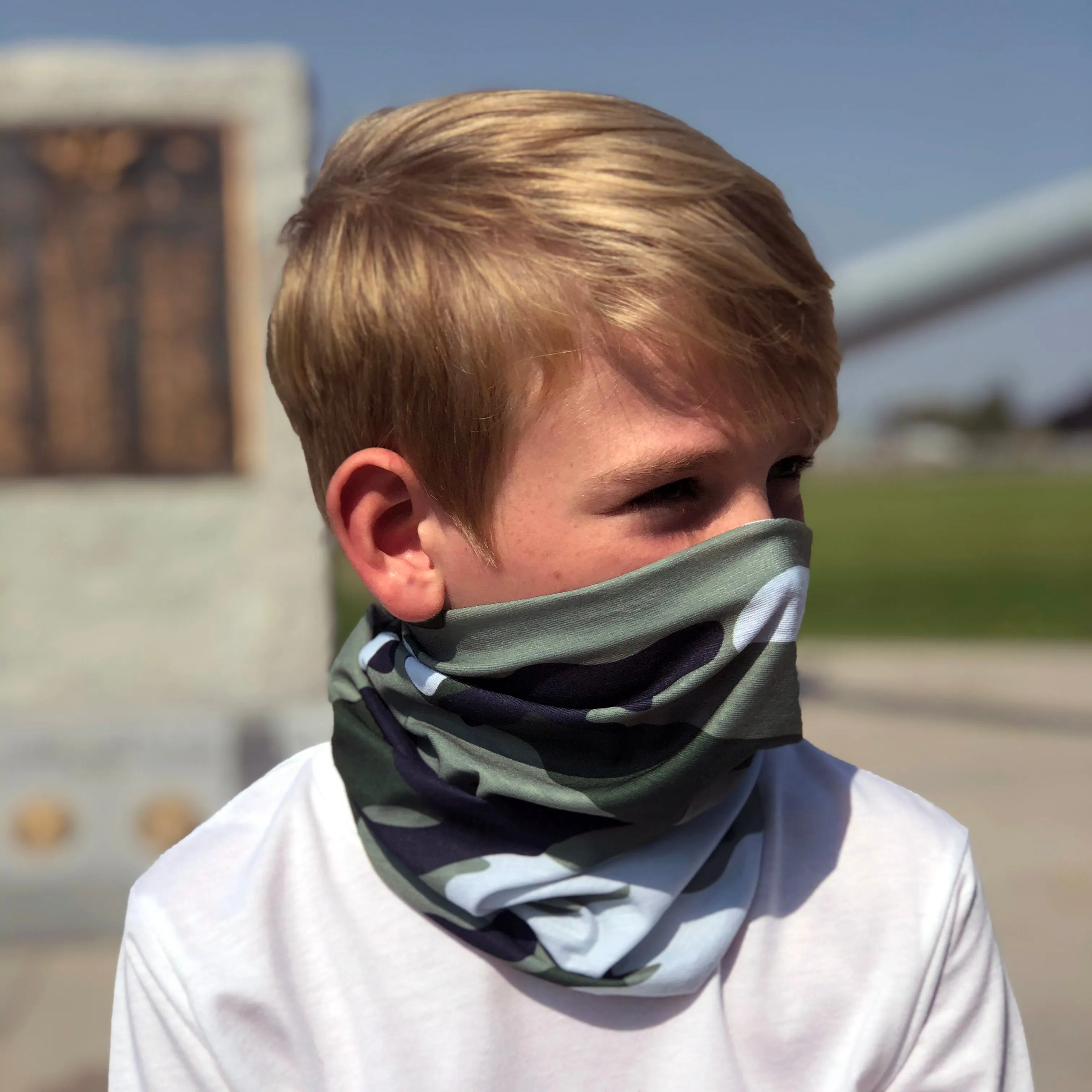 Green Camo Face Mask, Neck Gaiter