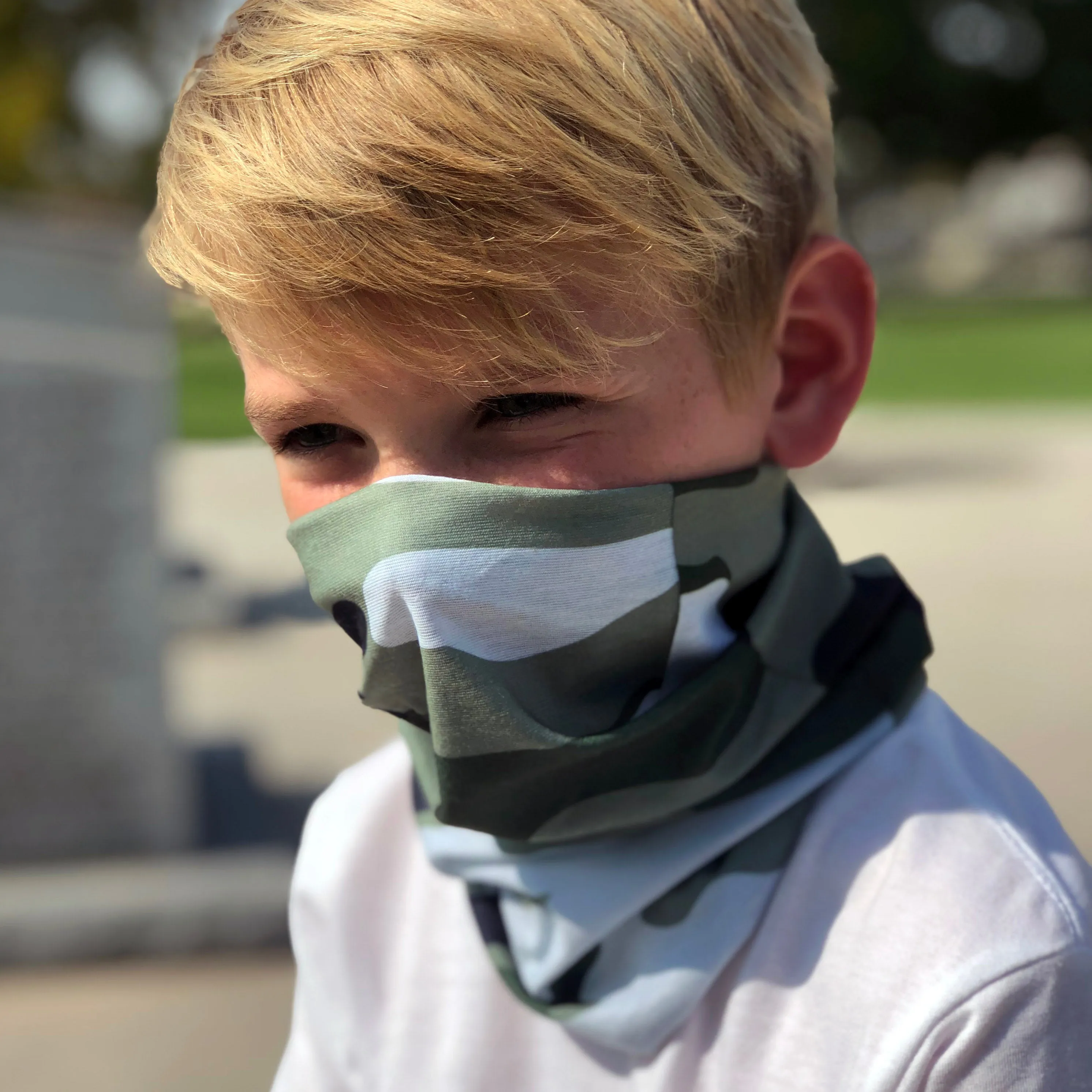 Green Camo Face Mask, Neck Gaiter