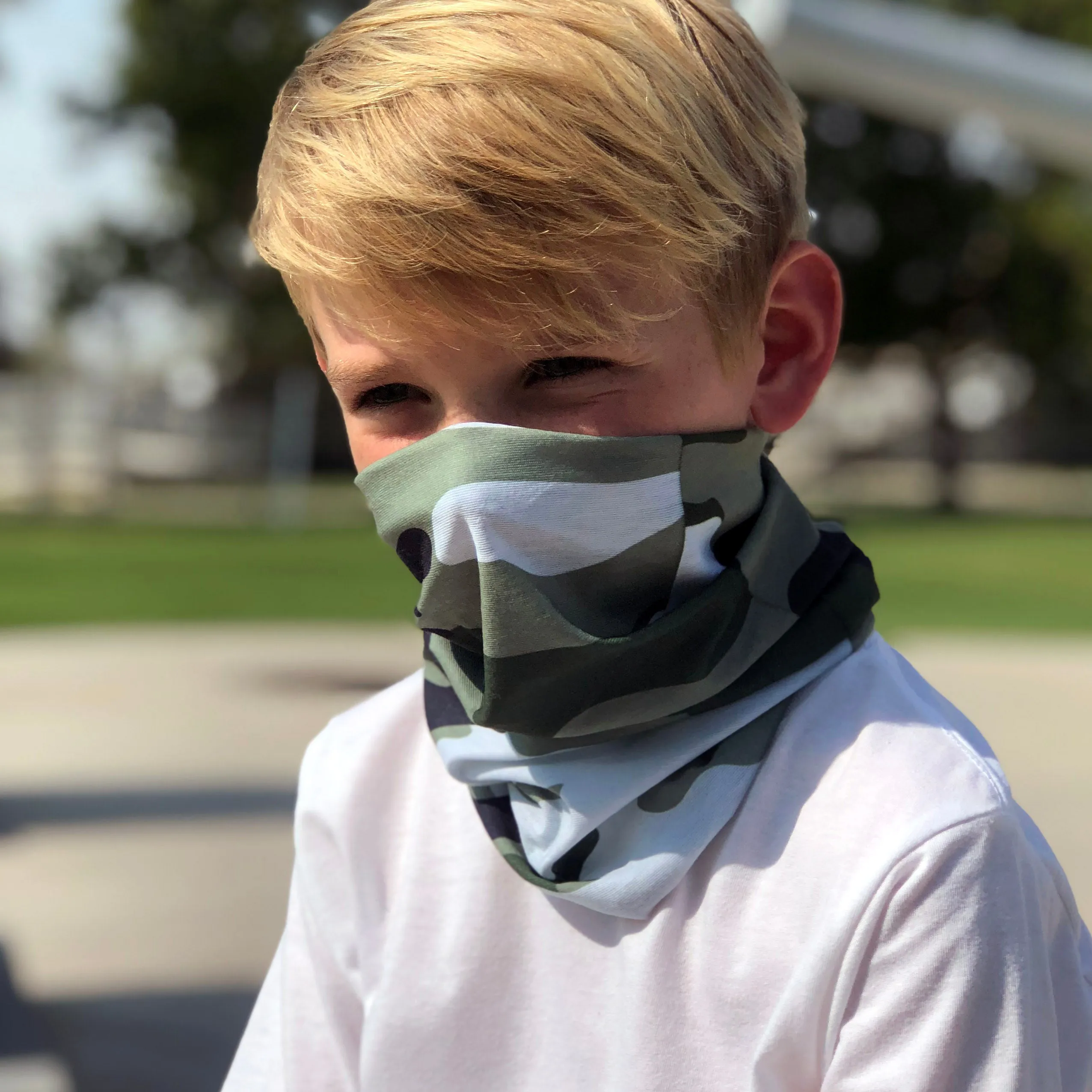 Green Camo Face Mask, Neck Gaiter