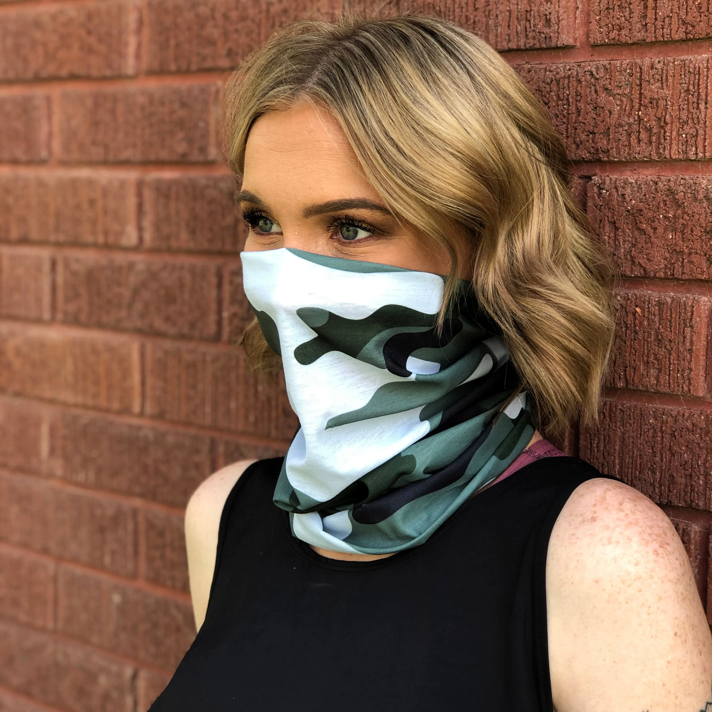 Green Camo Face Mask, Neck Gaiter