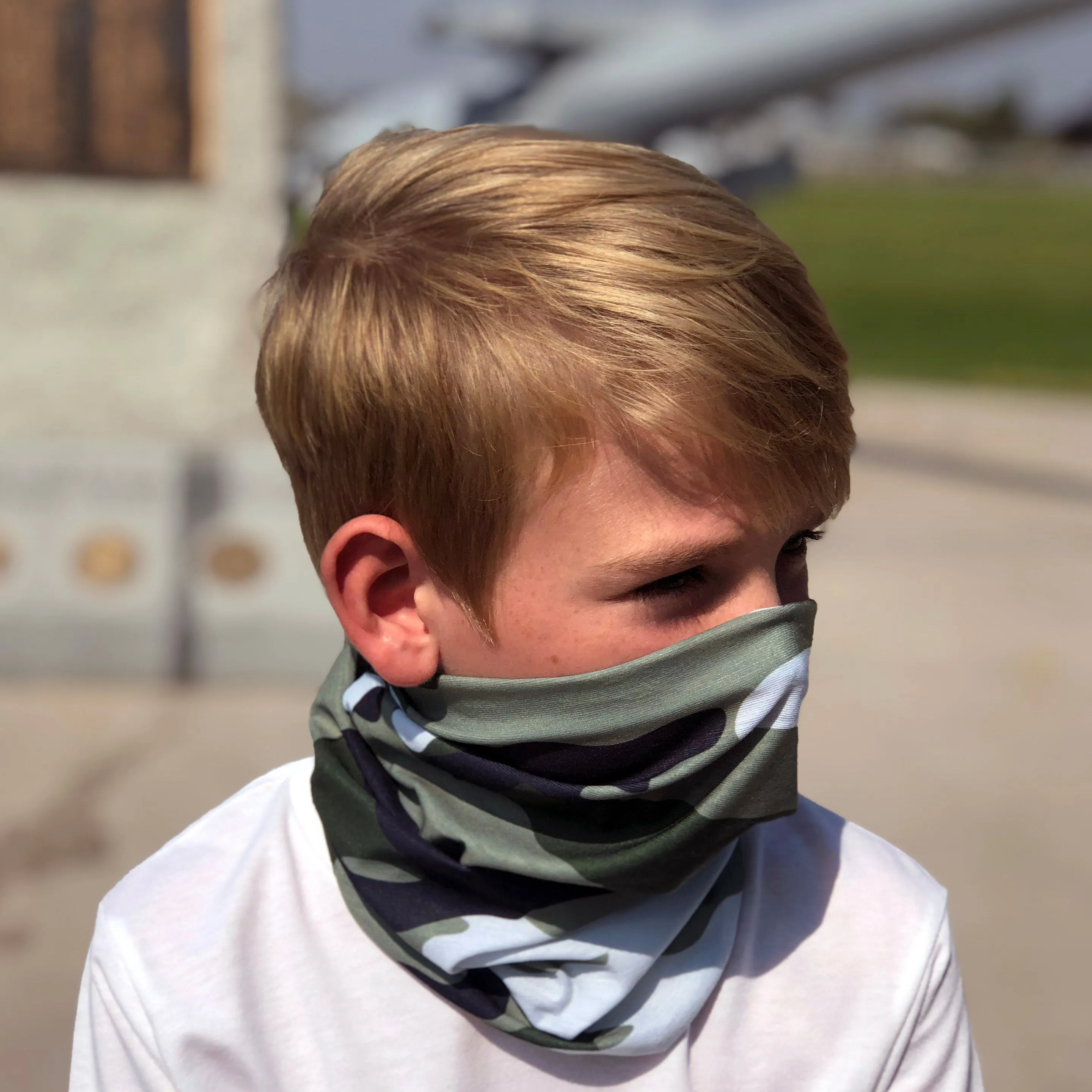 Green Camo Face Mask, Neck Gaiter