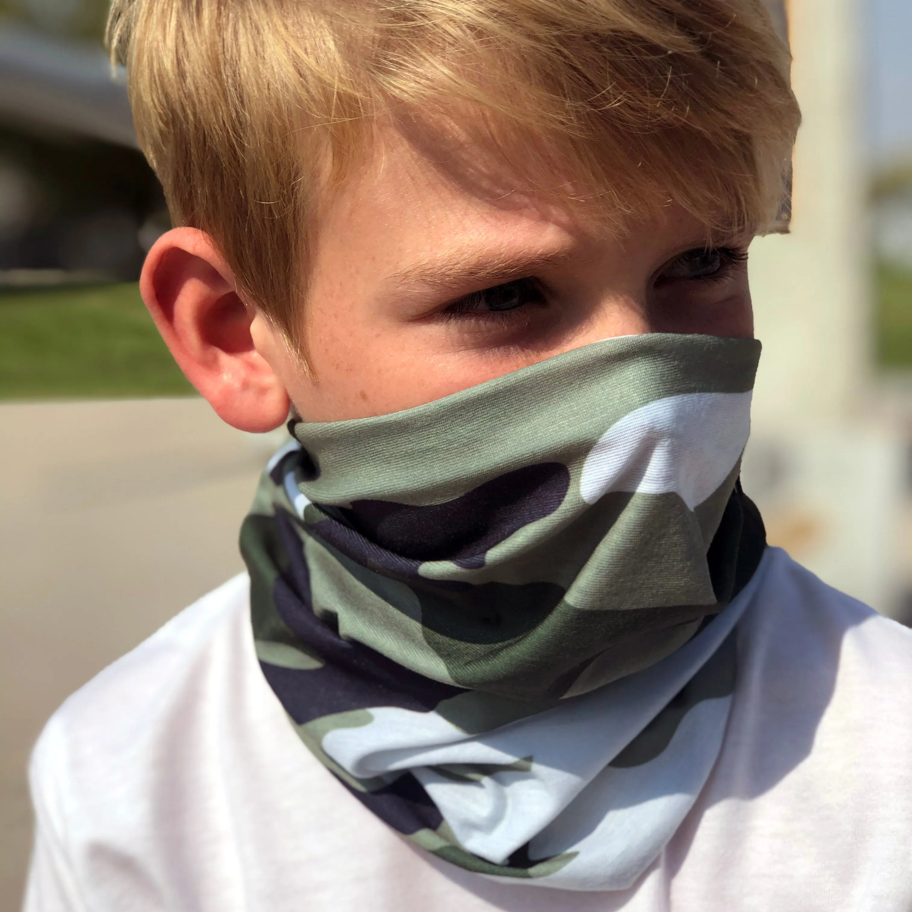 Green Camo Face Mask, Neck Gaiter