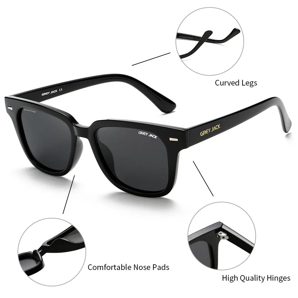 GREY JACK Square Polarized TR90 Frame UV400 Sunglasses for Men Women 1919