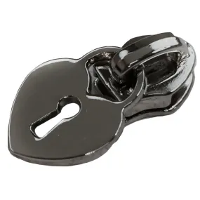 Heart Padlock Zipper Pulls Gunmetal
