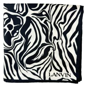 Lanvin Scarf Black White Flowers Design