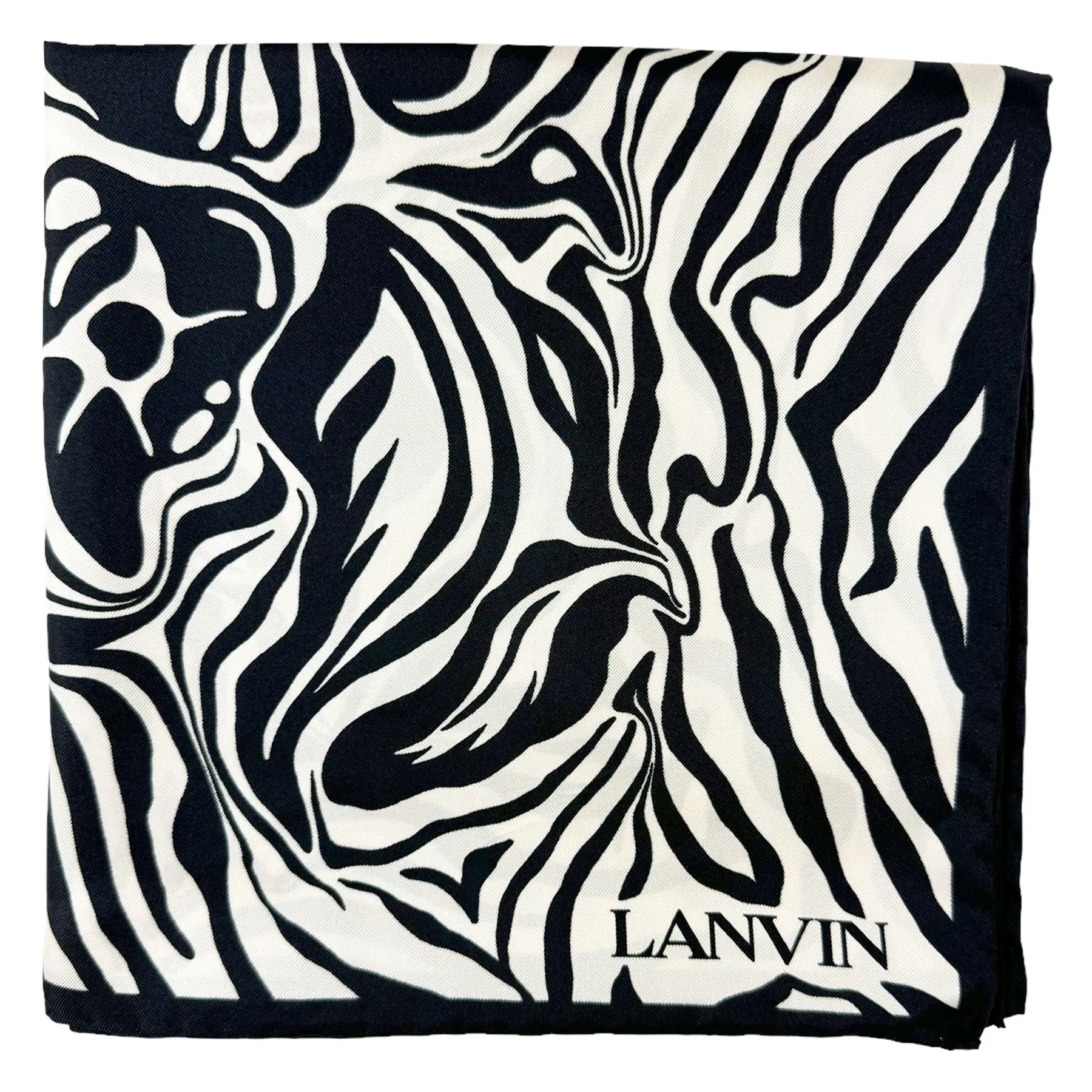 Lanvin Scarf Black White Flowers Design