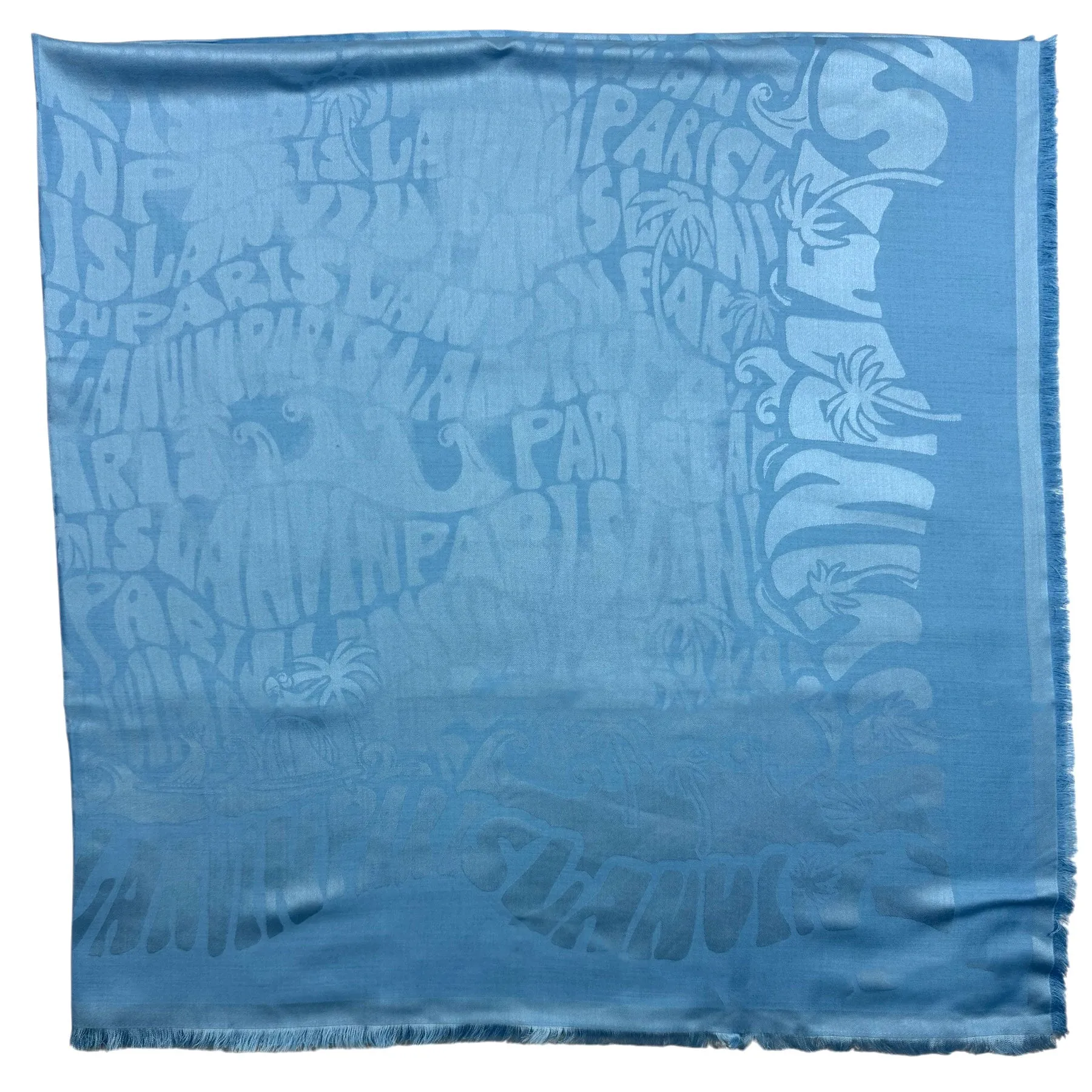Lanvin Scarf Taupe Island Logo Design - Extra Large Square Wool Silk Wrap