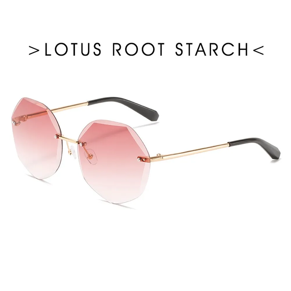 LDM Round Cut Rimless Sunglasses Women Men Vintage Fashion Gradient Sun Glasses 2021 New Stylish Female Male Eyeglasses Gifts