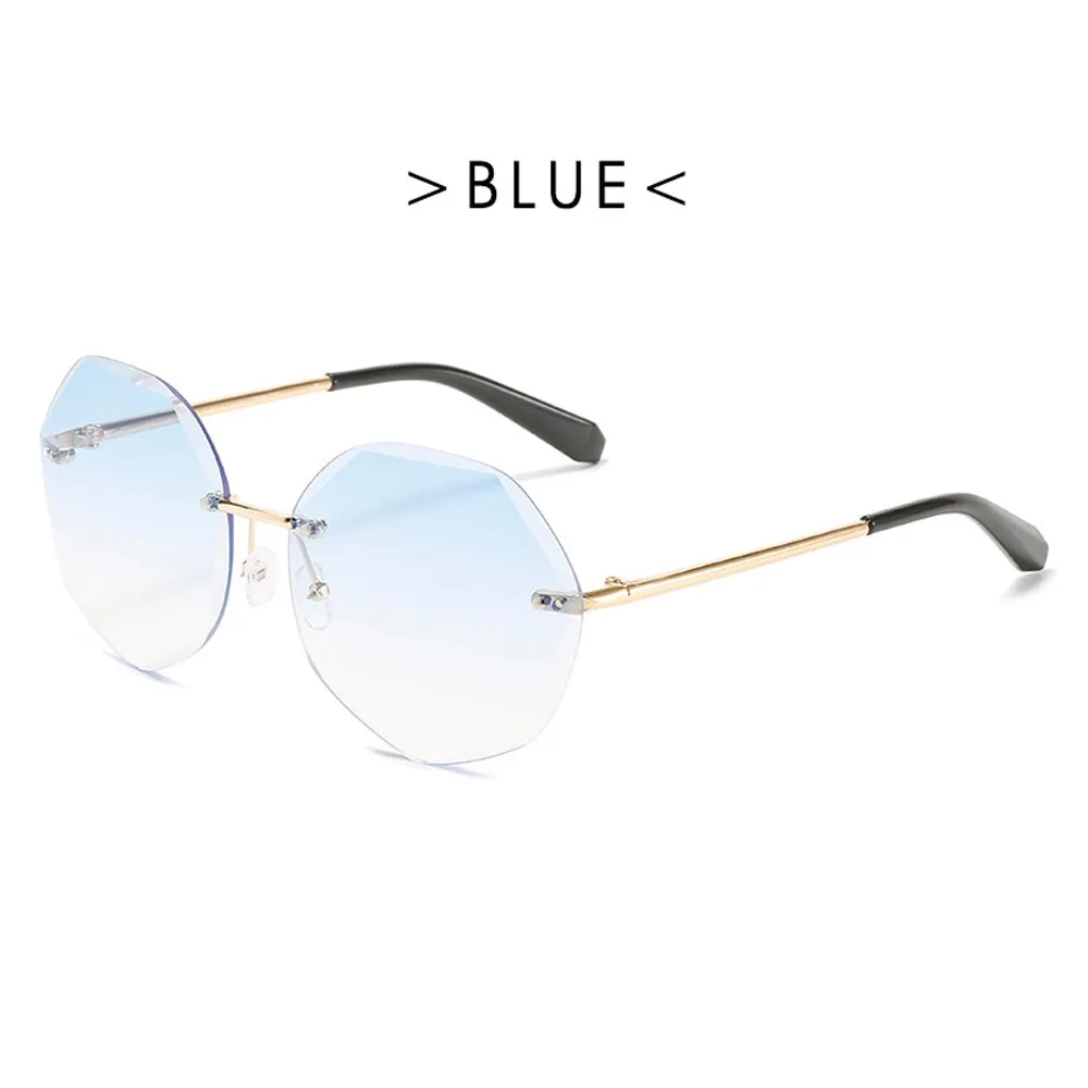 LDM Round Cut Rimless Sunglasses Women Men Vintage Fashion Gradient Sun Glasses 2021 New Stylish Female Male Eyeglasses Gifts