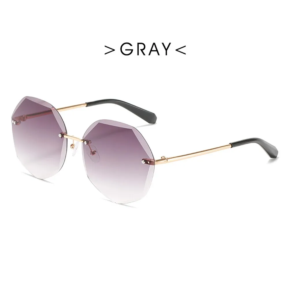 LDM Round Cut Rimless Sunglasses Women Men Vintage Fashion Gradient Sun Glasses 2021 New Stylish Female Male Eyeglasses Gifts