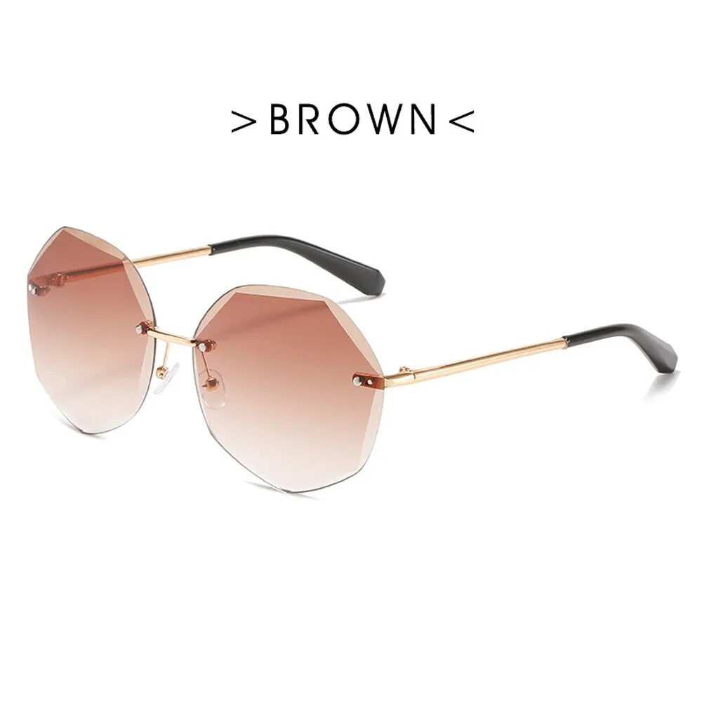 LDM Round Cut Rimless Sunglasses Women Men Vintage Fashion Gradient Sun Glasses 2021 New Stylish Female Male Eyeglasses Gifts