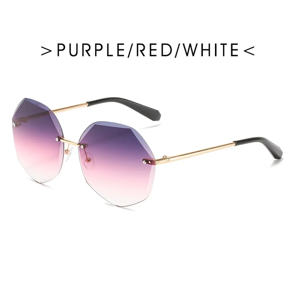 LDM Round Cut Rimless Sunglasses Women Men Vintage Fashion Gradient Sun Glasses 2021 New Stylish Female Male Eyeglasses Gifts