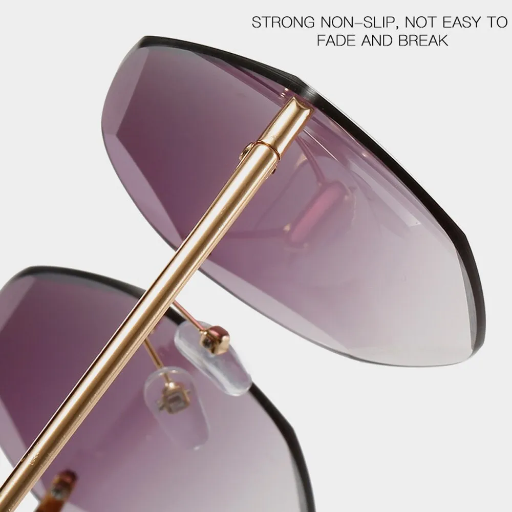 LDM Round Cut Rimless Sunglasses Women Men Vintage Fashion Gradient Sun Glasses 2021 New Stylish Female Male Eyeglasses Gifts