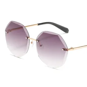 LDM Round Cut Rimless Sunglasses Women Men Vintage Fashion Gradient Sun Glasses 2021 New Stylish Female Male Eyeglasses Gifts