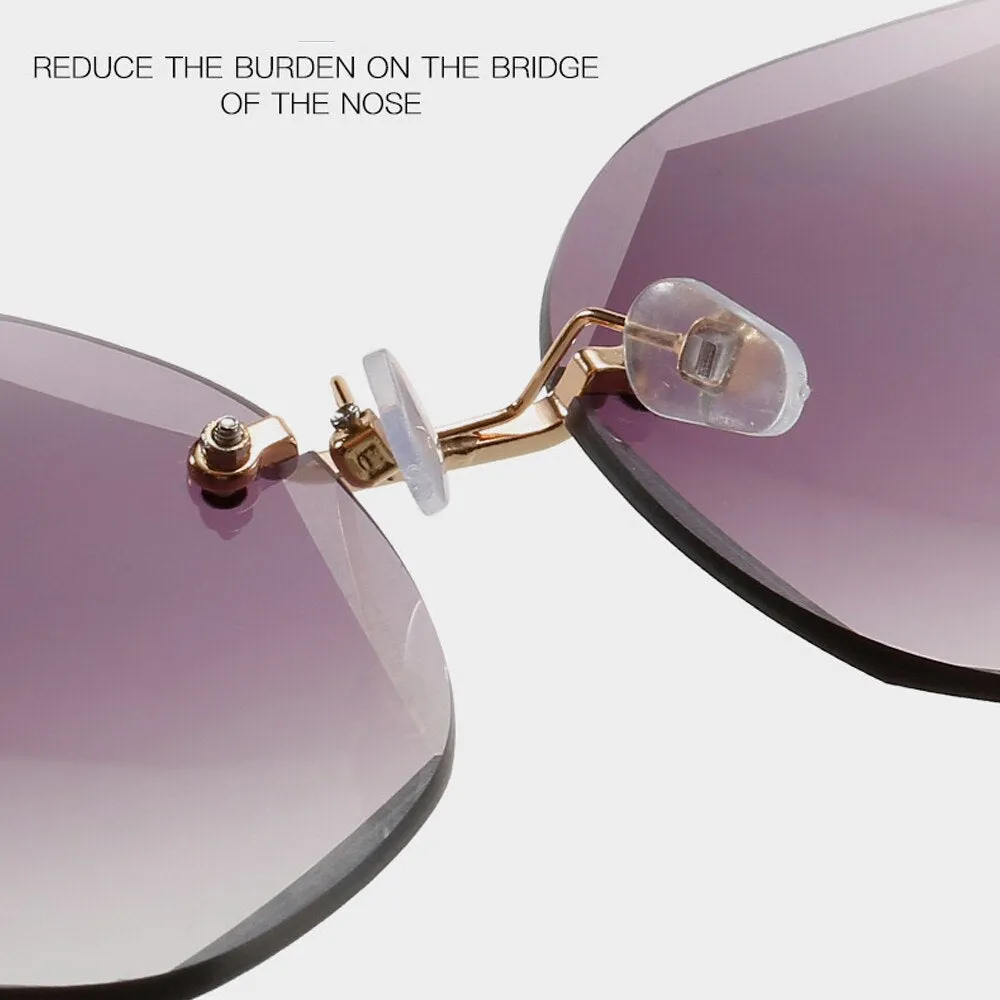 LDM Round Cut Rimless Sunglasses Women Men Vintage Fashion Gradient Sun Glasses 2021 New Stylish Female Male Eyeglasses Gifts