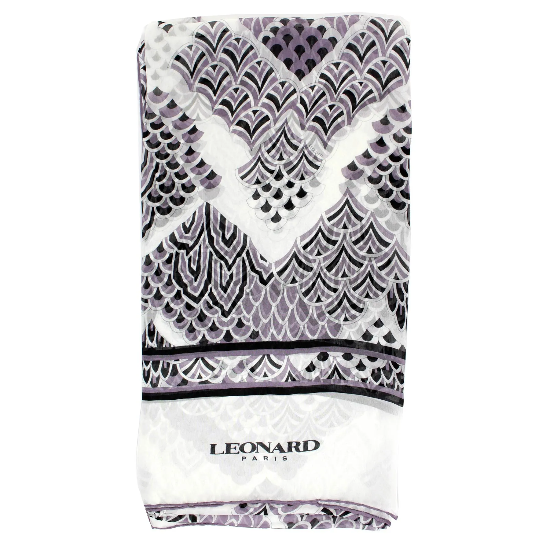 Leonard Paris Scarf Black White Design - Chiffon Silk Shawl - FINAL SALE
