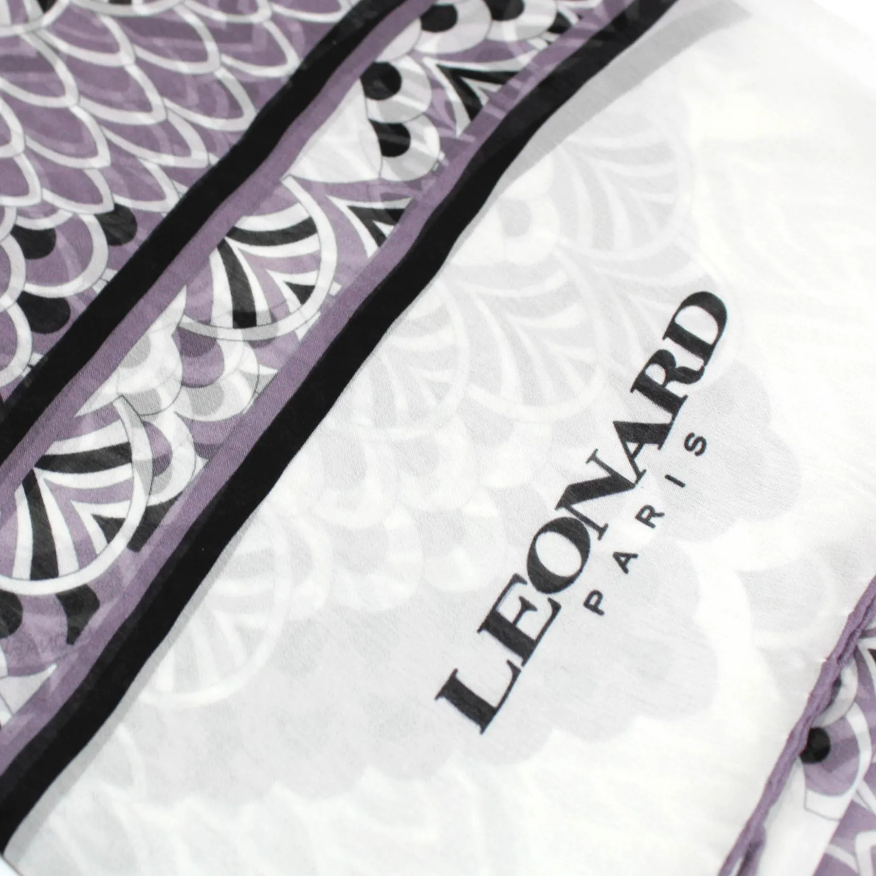 Leonard Paris Scarf Black White Design - Chiffon Silk Shawl - FINAL SALE