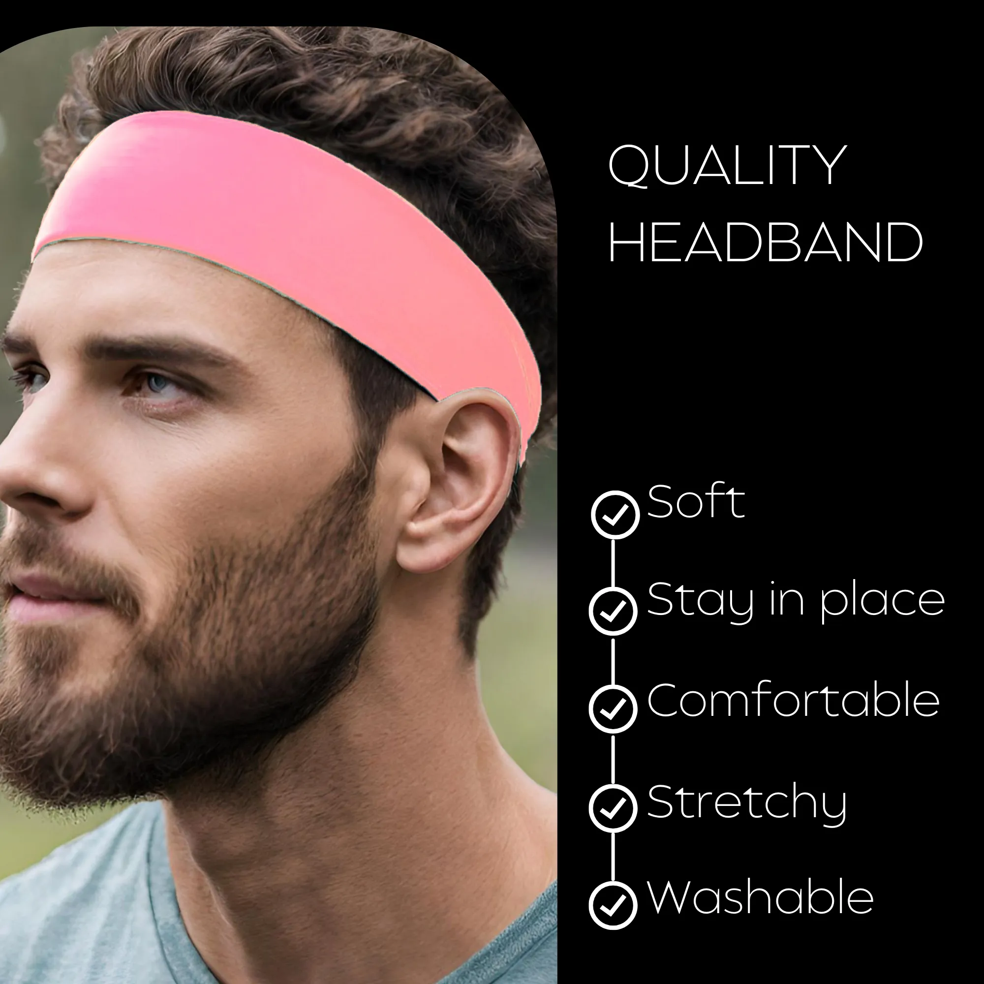 Light Pink Cotton Headbands - 12 Pack